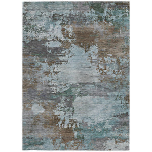 HomeRoots 5' Brown and Blue Abstract Area Rug – Stylish, Durable, Washable Indoor/Outdoor Rug for All Spaces 9' X 12' 630721