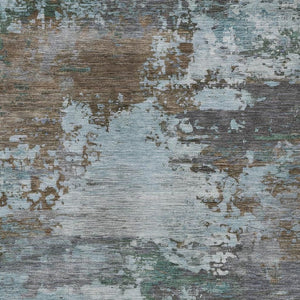 HomeRoots 5' Brown and Blue Abstract Area Rug – Stylish, Durable, Washable Indoor/Outdoor Rug for All Spaces 9' X 12' 630721
