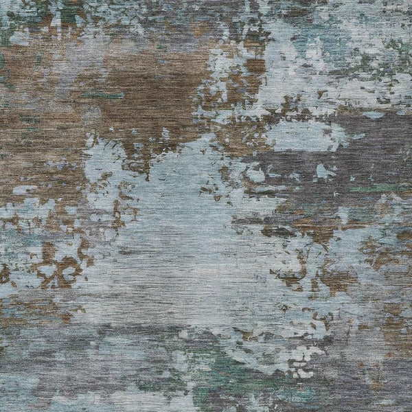 HomeRoots 5' Brown and Blue Abstract Area Rug – Stylish, Durable, Washable Indoor/Outdoor Rug for All Spaces 9' X 12' 630721