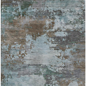 HomeRoots 5' Brown and Blue Abstract Area Rug – Stylish, Durable, Washable Indoor/Outdoor Rug for All Spaces 10' X 14' 630722