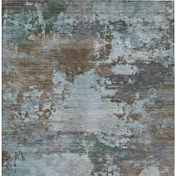 HomeRoots 5' Brown and Blue Abstract Area Rug – Stylish, Durable, Washable Indoor/Outdoor Rug for All Spaces 10' X 14' 630722