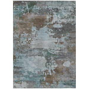 HomeRoots 5' Brown and Blue Abstract Area Rug – Stylish, Durable, Washable Indoor/Outdoor Rug for All Spaces 10' X 14' 630722