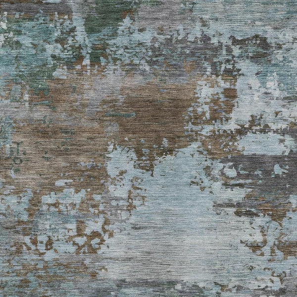 HomeRoots 5' Brown and Blue Abstract Area Rug – Stylish, Durable, Washable Indoor/Outdoor Rug for All Spaces 10' X 14' 630722