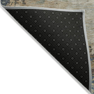 HomeRoots 5' Washable Indoor/Outdoor Area Rug with Modern Abstract Blue, Green, and Beige Design for Any Space 8' Round 630725