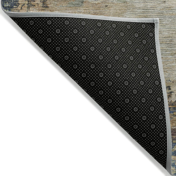 HomeRoots 5' Washable Indoor/Outdoor Area Rug with Modern Abstract Blue, Green, and Beige Design for Any Space 8' Round 630725