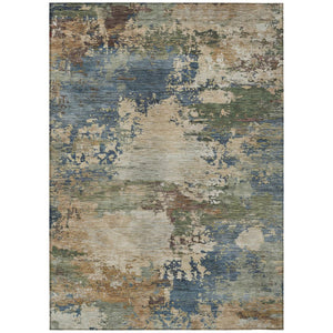 HomeRoots 5' Washable Indoor/Outdoor Area Rug with Modern Abstract Blue, Green, and Beige Design for Any Space 8' X 10' 630726