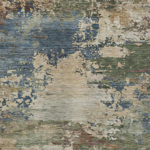 HomeRoots 5' Washable Indoor/Outdoor Area Rug with Modern Abstract Blue, Green, and Beige Design for Any Space 8' X 10' 630726