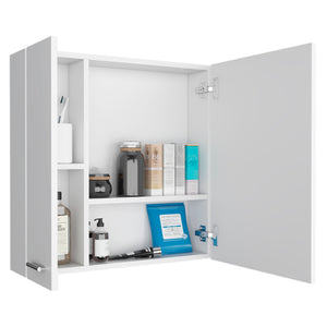 English Elm Medicine Double Door Cabinet with Mirror and External Shelf for Bathroom Storage, Sleek Durable Design White 28.74 L x 22.04 W x 5.51 H B097133011