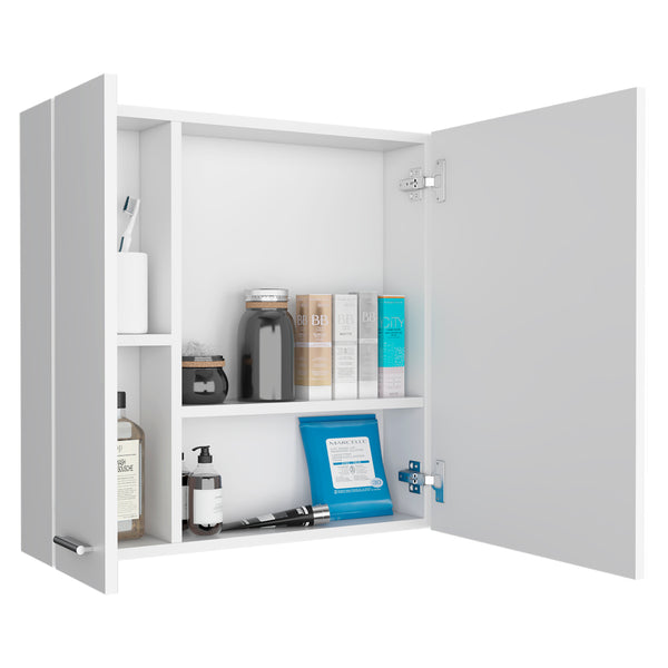 English Elm Medicine Double Door Cabinet with Mirror and External Shelf for Bathroom Storage, Sleek Durable Design White 28.74 L x 22.04 W x 5.51 H B097133011