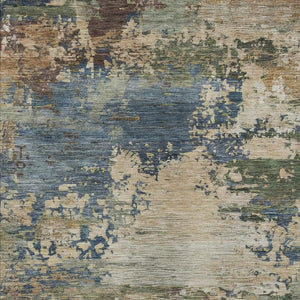 HomeRoots 5' Washable Indoor/Outdoor Area Rug with Modern Abstract Blue, Green, and Beige Design for Any Space 10' X 14' 630728