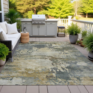 HomeRoots 5' Modern Abstract Washable Area Rug in Gray, Beige, and Khaki for Indoor and Outdoor Spaces 8' X 10' 630738