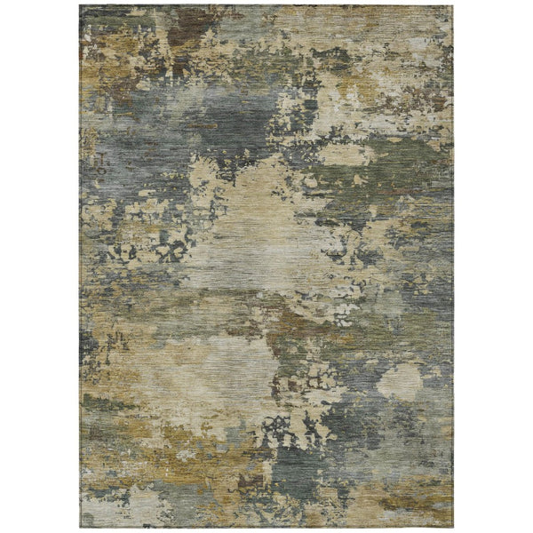 HomeRoots 5' Modern Abstract Washable Area Rug in Gray, Beige, and Khaki for Indoor and Outdoor Spaces 8' X 10' 630738