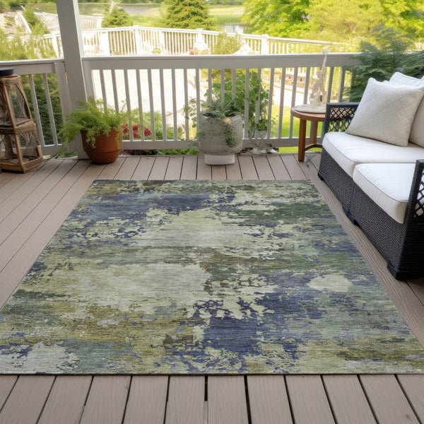 HomeRoots 5' Abstract Area Rug in Purple, Olive Green & Taupe - Durable, Washable for Indoor & Outdoor Use 5' X 8' 630742