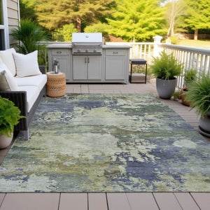 HomeRoots 5' Abstract Area Rug in Purple, Olive Green & Taupe - Durable, Washable for Indoor & Outdoor Use 8' X 10' 630744