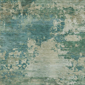 HomeRoots 5' Abstract Washable Rug in Teal, Beige & Denim Blue – Stylish, Durable for Indoor & Outdoor Spaces 5' X 8' 630748