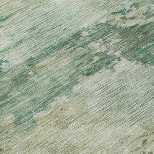 HomeRoots 5' Abstract Washable Rug in Teal, Beige & Denim Blue – Stylish, Durable for Indoor & Outdoor Spaces 8' Round 630749