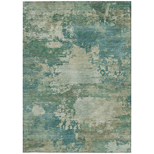 HomeRoots 5' Abstract Washable Rug in Teal, Beige & Denim Blue – Stylish, Durable for Indoor & Outdoor Spaces 9' X 12' 630751