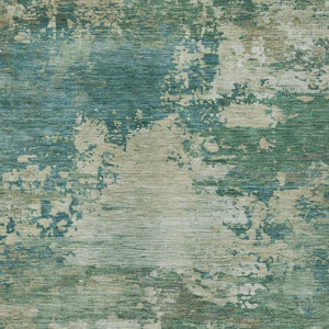 HomeRoots 5' Abstract Washable Rug in Teal, Beige & Denim Blue – Stylish, Durable for Indoor & Outdoor Spaces 10' X 14' 630752