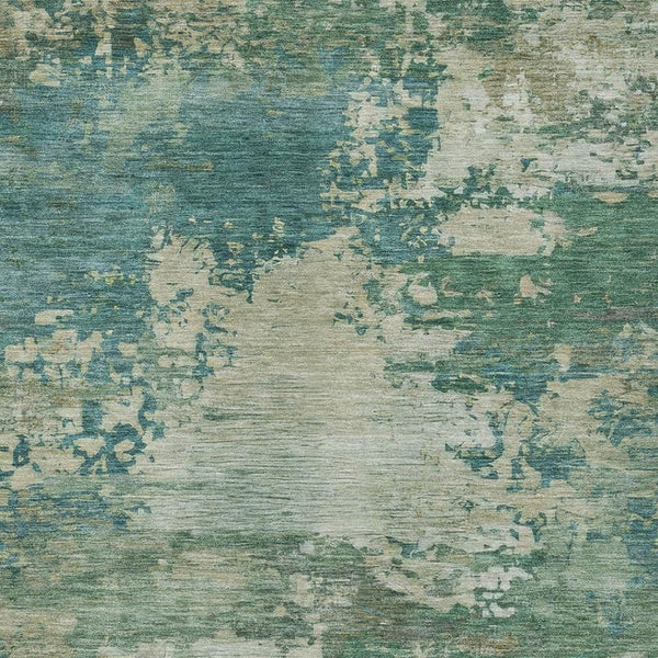 HomeRoots 5' Abstract Washable Rug in Teal, Beige & Denim Blue – Stylish, Durable for Indoor & Outdoor Spaces 10' X 14' 630752