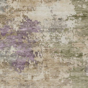 HomeRoots 5' Abstract Beige, Green & Purple Washable Area Rug for Indoor & Outdoor High-Traffic Spaces 10' X 14' 630758
