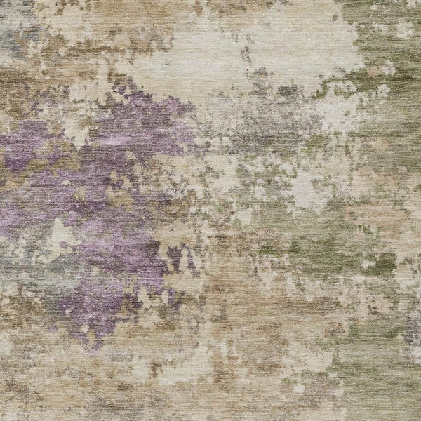 HomeRoots 5' Abstract Beige, Green & Purple Washable Area Rug for Indoor & Outdoor High-Traffic Spaces 10' X 14' 630758