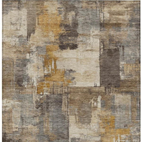 HomeRoots 5' Abstract Washable Indoor Outdoor Area Rug in Brown, Beige, and Charcoal - Durable & Stylish Design 5' X 8' 630760