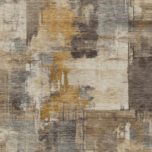 HomeRoots 5' Abstract Washable Indoor Outdoor Area Rug in Brown, Beige, and Charcoal - Durable & Stylish Design 5' X 8' 630760