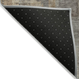 HomeRoots 5' Abstract Washable Indoor Outdoor Area Rug in Brown, Beige, and Charcoal - Durable & Stylish Design 8' Round 630761