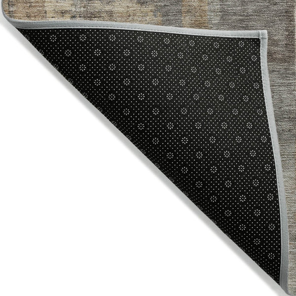 HomeRoots 5' Abstract Washable Indoor Outdoor Area Rug in Brown, Beige, and Charcoal - Durable & Stylish Design 8' Round 630761