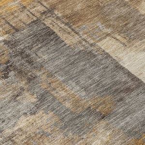 HomeRoots 5' Abstract Washable Indoor Outdoor Area Rug in Brown, Beige, and Charcoal - Durable & Stylish Design 8' Round 630761