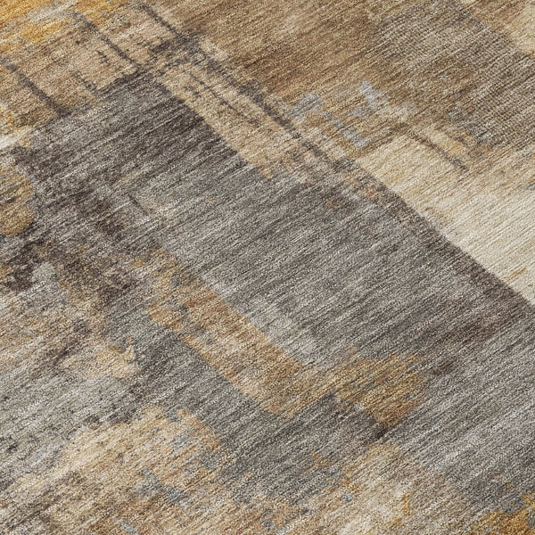 HomeRoots 5' Abstract Washable Indoor Outdoor Area Rug in Brown, Beige, and Charcoal - Durable & Stylish Design 8' Round 630761