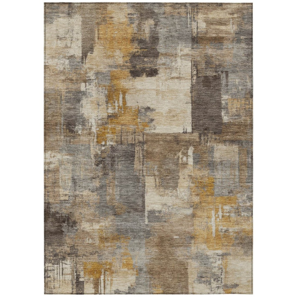 HomeRoots 5' Abstract Washable Indoor Outdoor Area Rug in Brown, Beige, and Charcoal - Durable & Stylish Design 10' X 14' 630764