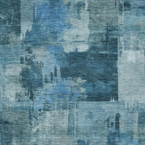 HomeRoots 5' Blue and Ivory Abstract Area Rug - Stylish, Durable, and Washable for Indoor and Outdoor Spaces 5' X 8' 630766