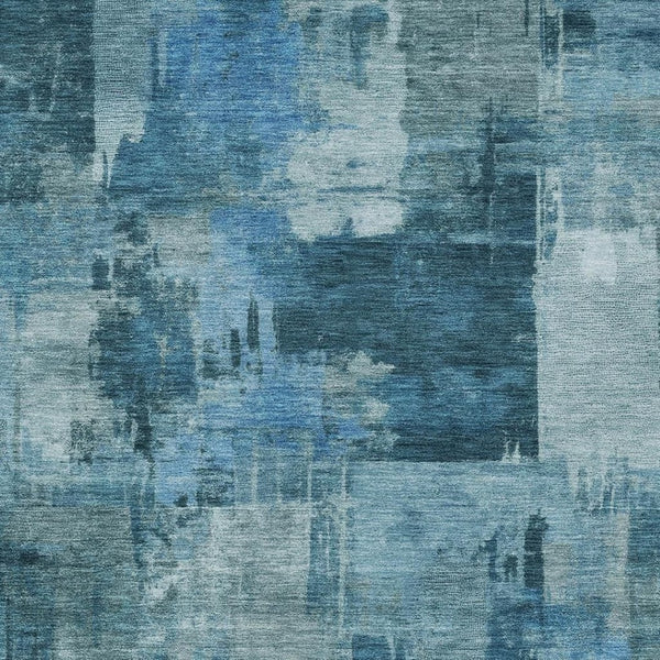 HomeRoots 5' Blue and Ivory Abstract Area Rug - Stylish, Durable, and Washable for Indoor and Outdoor Spaces 5' X 8' 630766