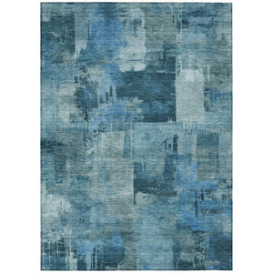 HomeRoots 5' Blue and Ivory Abstract Area Rug - Stylish, Durable, and Washable for Indoor and Outdoor Spaces 8' X 10' 630768