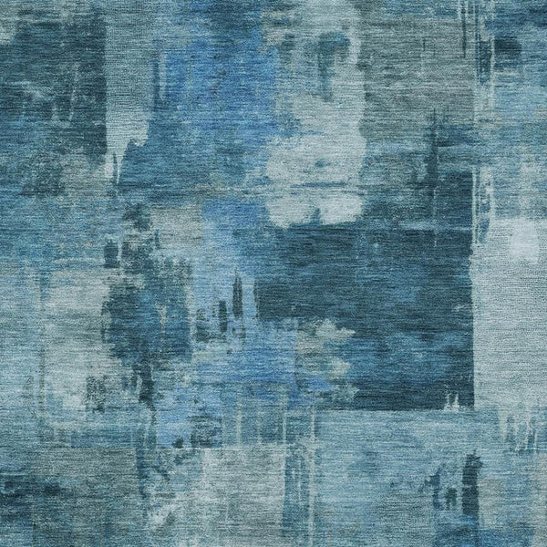 HomeRoots 5' Blue and Ivory Abstract Area Rug - Stylish, Durable, and Washable for Indoor and Outdoor Spaces 8' X 10' 630768