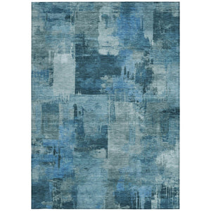 HomeRoots 5' Blue and Ivory Abstract Area Rug - Stylish, Durable, and Washable for Indoor and Outdoor Spaces 9' X 12' 630769