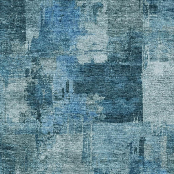HomeRoots 5' Blue and Ivory Abstract Area Rug - Stylish, Durable, and Washable for Indoor and Outdoor Spaces 9' X 12' 630769