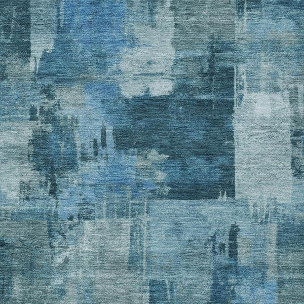HomeRoots 5' Blue and Ivory Abstract Area Rug - Stylish, Durable, and Washable for Indoor and Outdoor Spaces 10' X 14' 630770