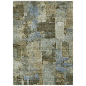HomeRoots 5' Abstract Washable Area Rug in Green, Gray & Sky Blue - Durable Indoor/Outdoor Style and Comfort 5' X 8' 630772