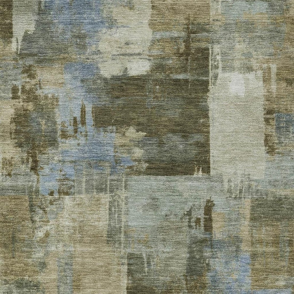HomeRoots 5' Abstract Washable Area Rug in Green, Gray & Sky Blue - Durable Indoor/Outdoor Style and Comfort 5' X 8' 630772