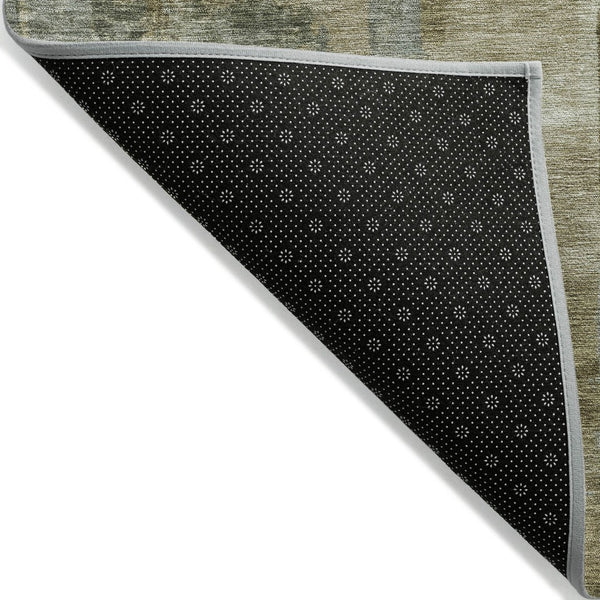 HomeRoots 5' Abstract Washable Area Rug in Green, Gray & Sky Blue - Durable Indoor/Outdoor Style and Comfort 8' Round 630773