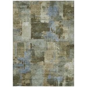 HomeRoots 5' Abstract Washable Area Rug in Green, Gray & Sky Blue - Durable Indoor/Outdoor Style and Comfort 8' X 10' 630774