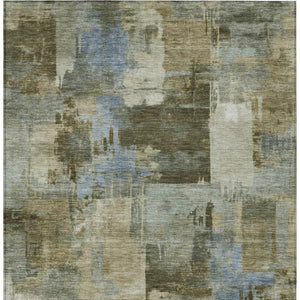 HomeRoots 5' Abstract Washable Area Rug in Green, Gray & Sky Blue - Durable Indoor/Outdoor Style and Comfort 10' X 14' 630776