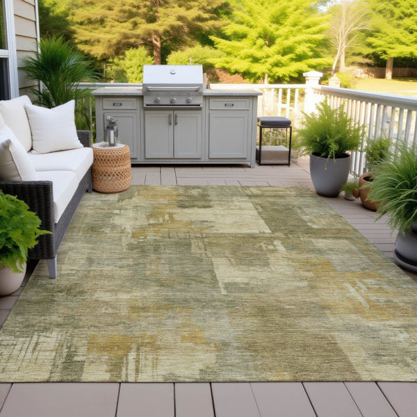 HomeRoots 5' Abstract Washable Area Rug in Khaki Beige and Wheat - Durable for Indoor & Outdoor Use 5' X 8' 630778