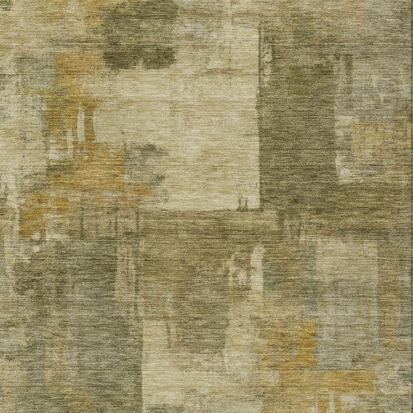 HomeRoots 5' Abstract Washable Area Rug in Khaki Beige and Wheat - Durable for Indoor & Outdoor Use 5' X 8' 630778