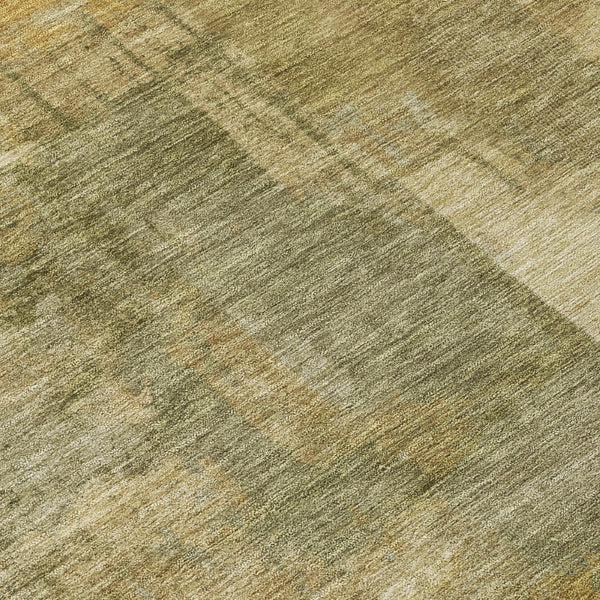 HomeRoots 5' Abstract Washable Area Rug in Khaki Beige and Wheat - Durable for Indoor & Outdoor Use 8' Round 630779