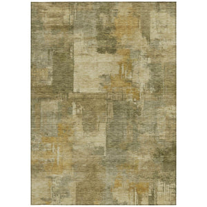 HomeRoots 5' Abstract Washable Area Rug in Khaki Beige and Wheat - Durable for Indoor & Outdoor Use 8' X 10' 630780