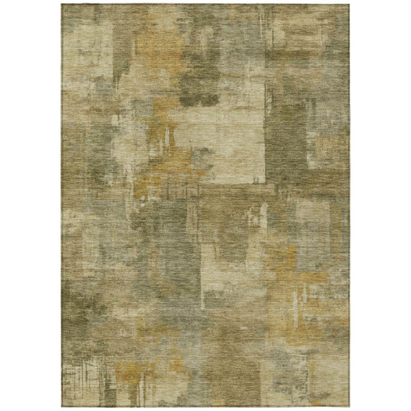 HomeRoots 5' Abstract Washable Area Rug in Khaki Beige and Wheat - Durable for Indoor & Outdoor Use 8' X 10' 630780