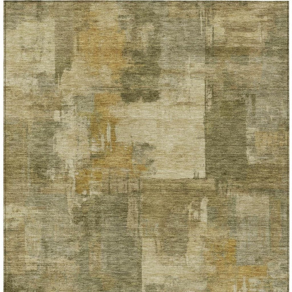 HomeRoots 5' Abstract Washable Area Rug in Khaki Beige and Wheat - Durable for Indoor & Outdoor Use 10' X 14' 630782